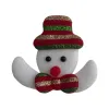 Christmas snowman decoration: white background, red, green and gold striped hat, black eyes, red nose and white arms Item Picture